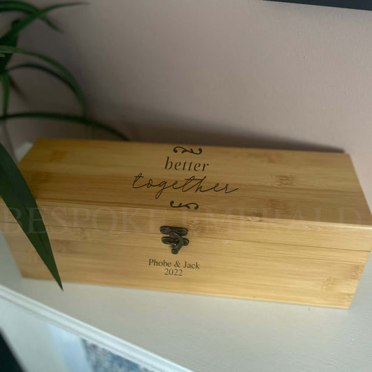 Better together personalised wine box - Bespoke Emerald Embroidery Ltd