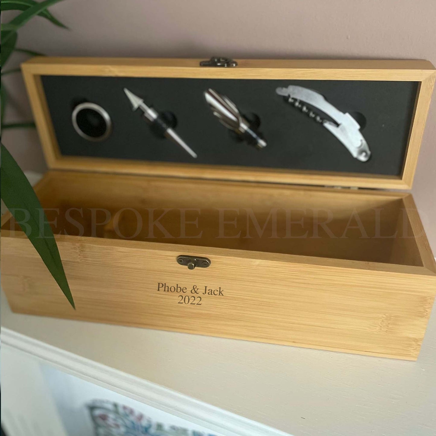 You + Me personalised wine box - Bespoke Emerald Embroidery Ltd