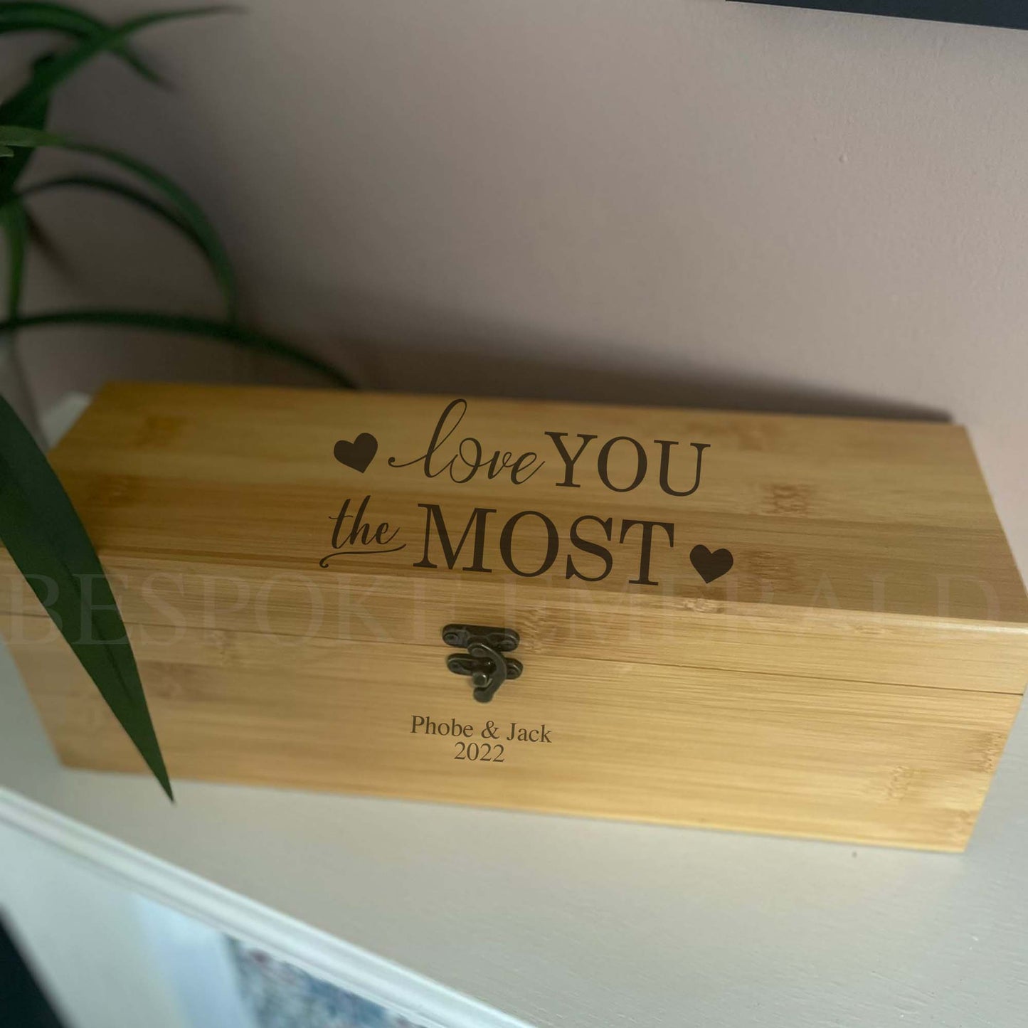 Love you the most personalised wine box - Bespoke Emerald Embroidery Ltd